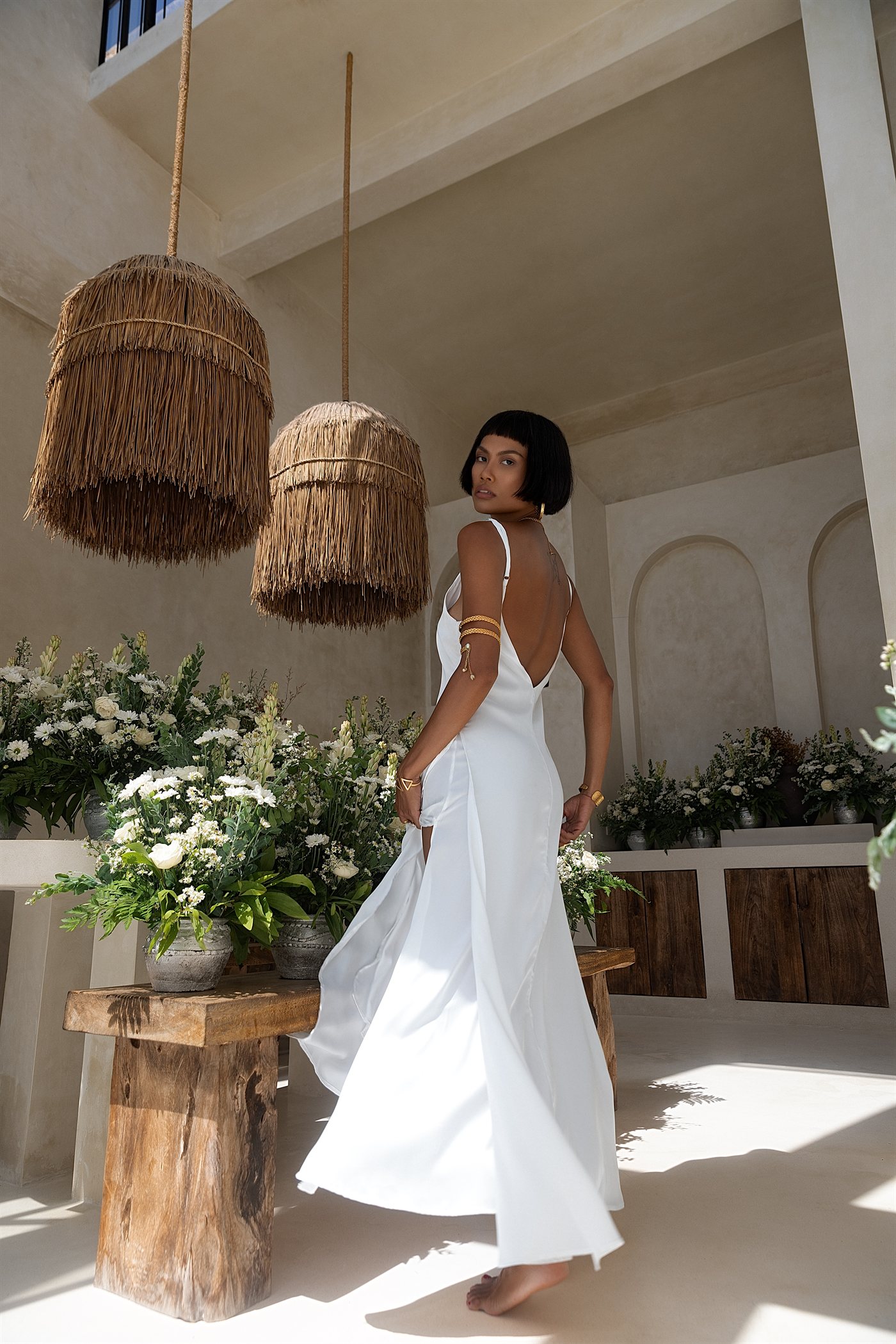Evening elegant dress — White