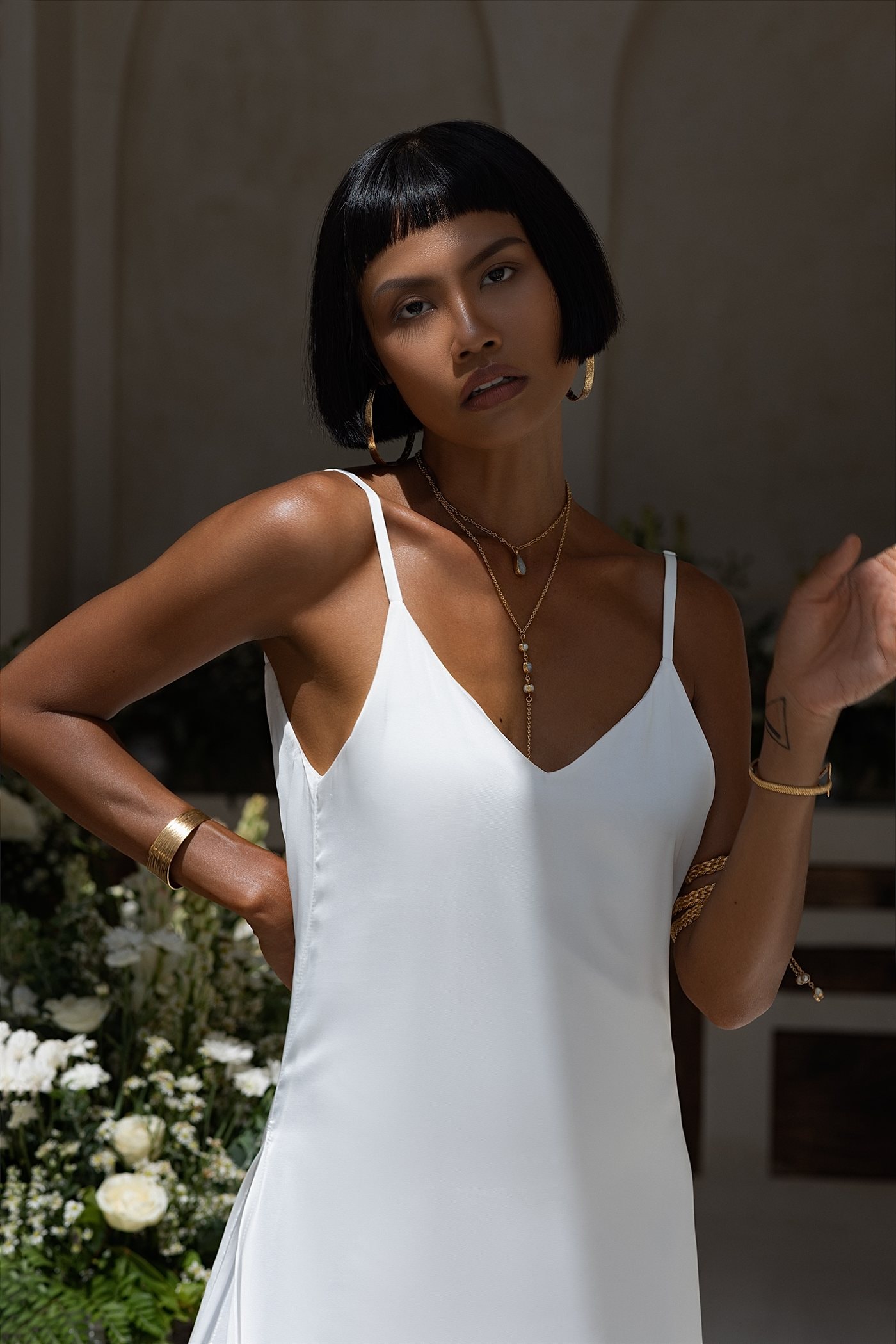 Evening elegant dress — White