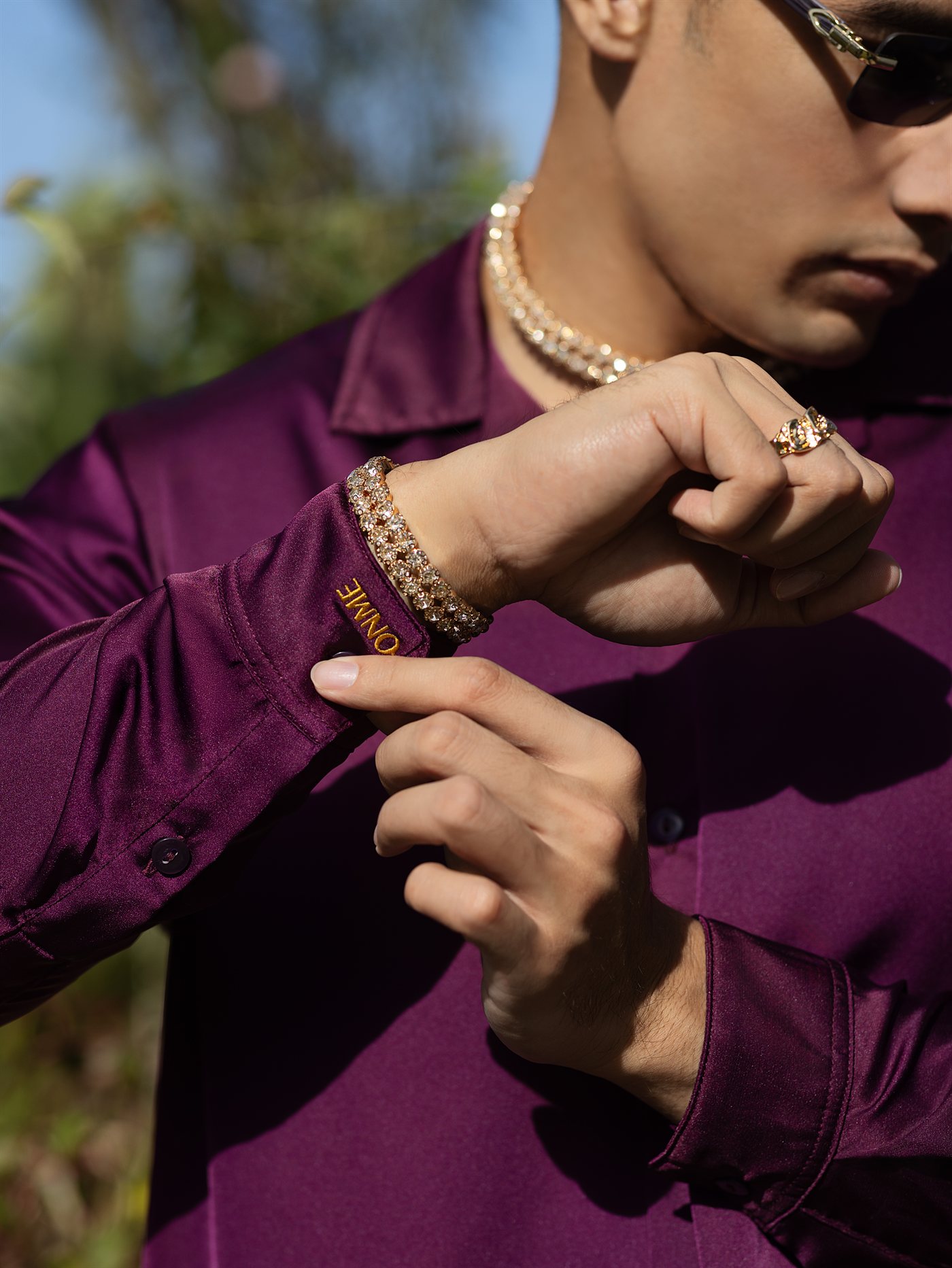 “Luxe Breeze” Shirt — Satin — Burgundy