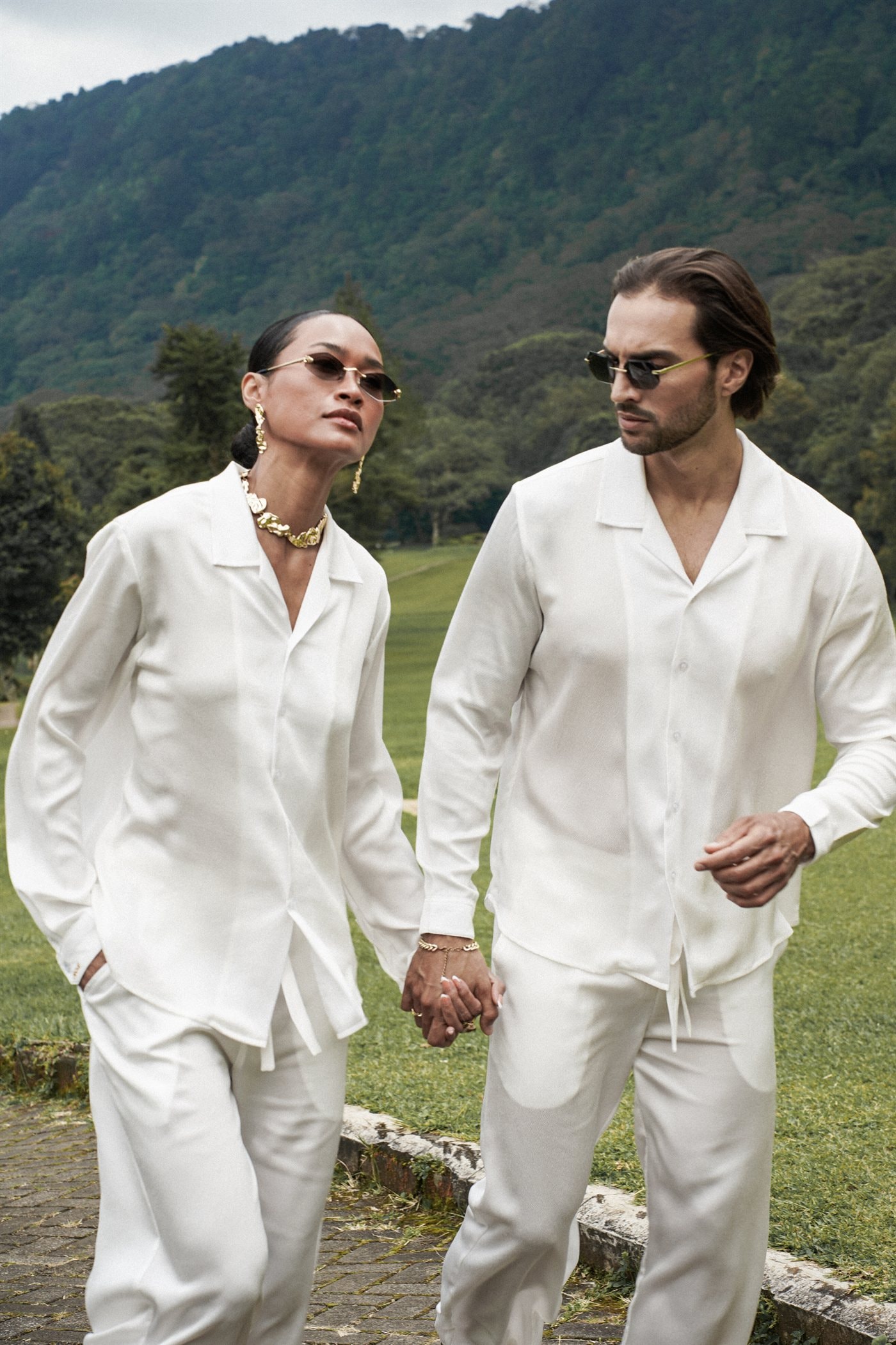 “Luxe Breeze” Shirt — Satin — White with texture