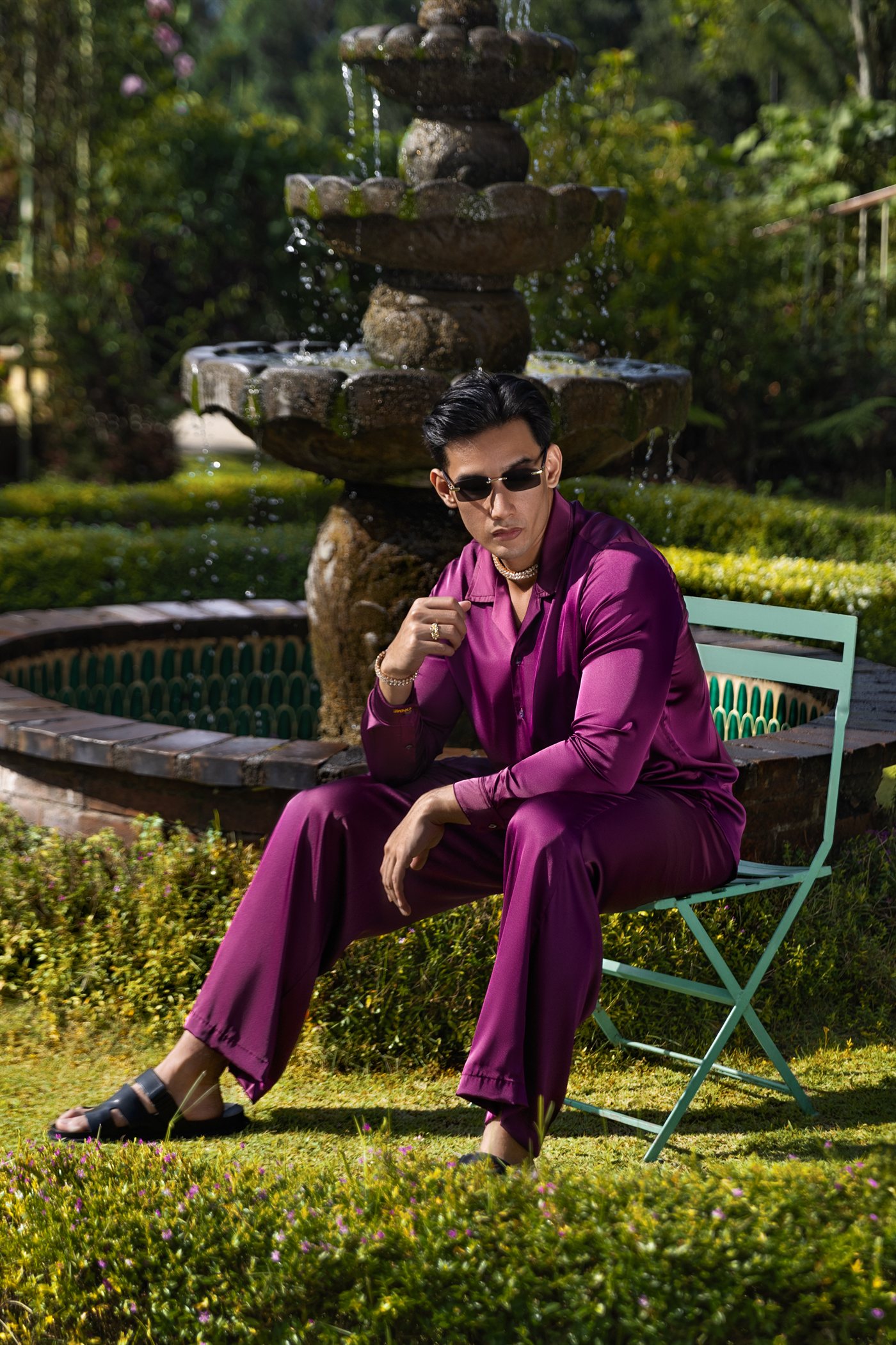 “Luxe Breeze” Trousers — Satin — Burgundy