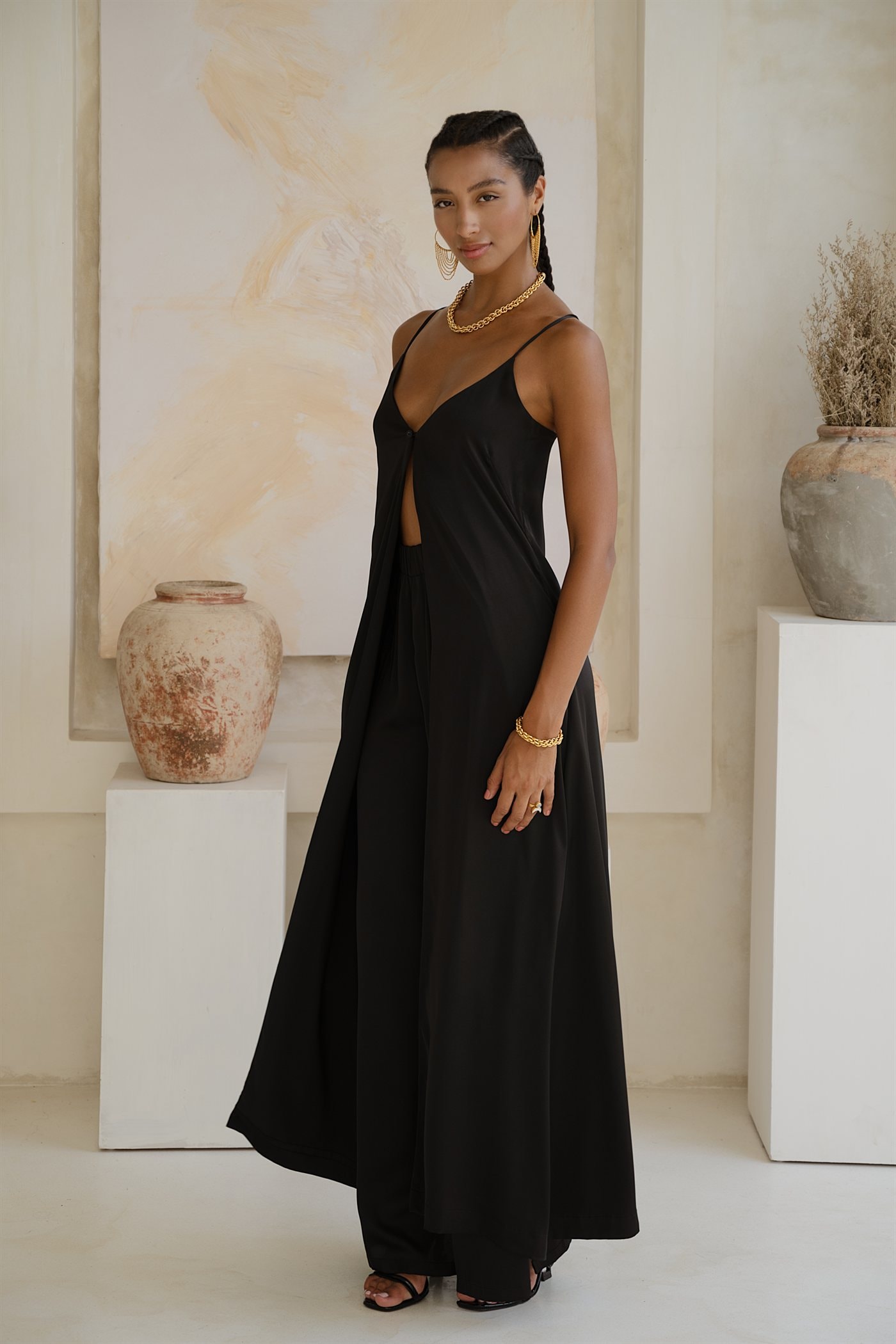 Long open tunica — Black