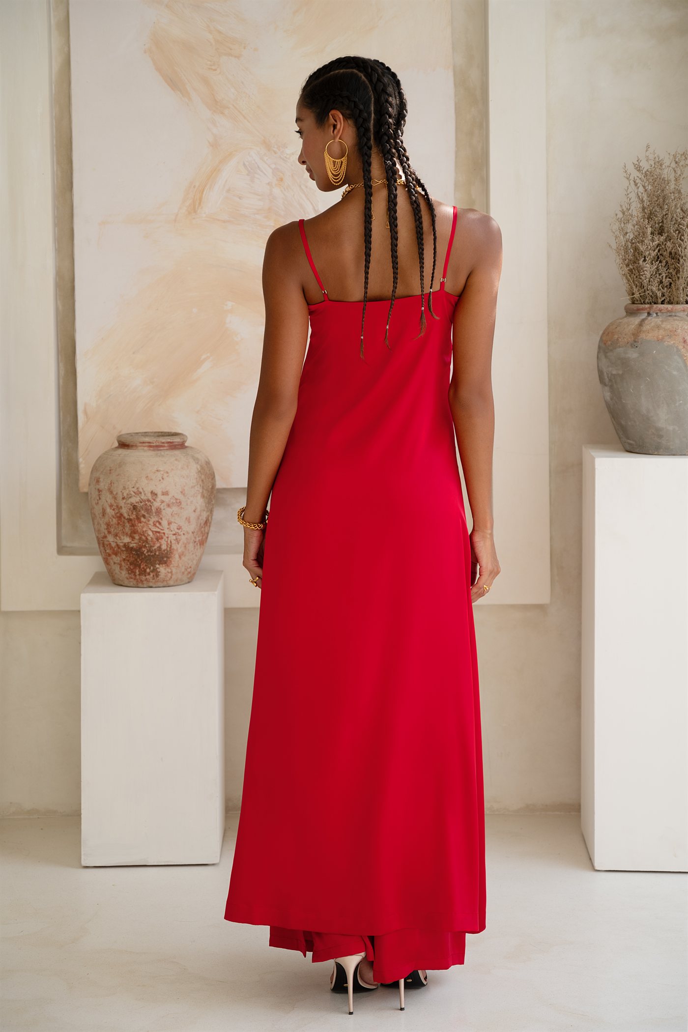 Long open tunica — Red