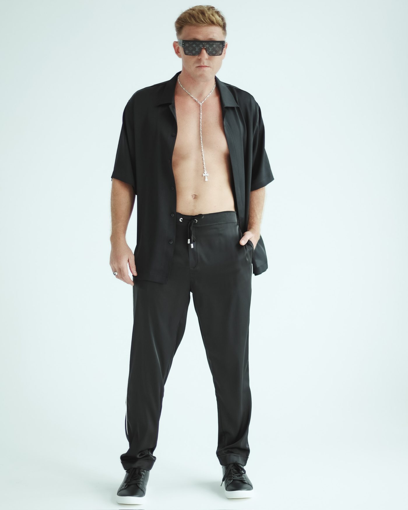 Long Trousers — Black with white line