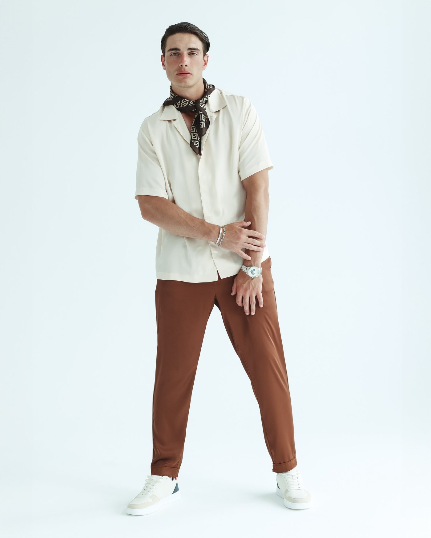 Long Trousers — Brown with beige line