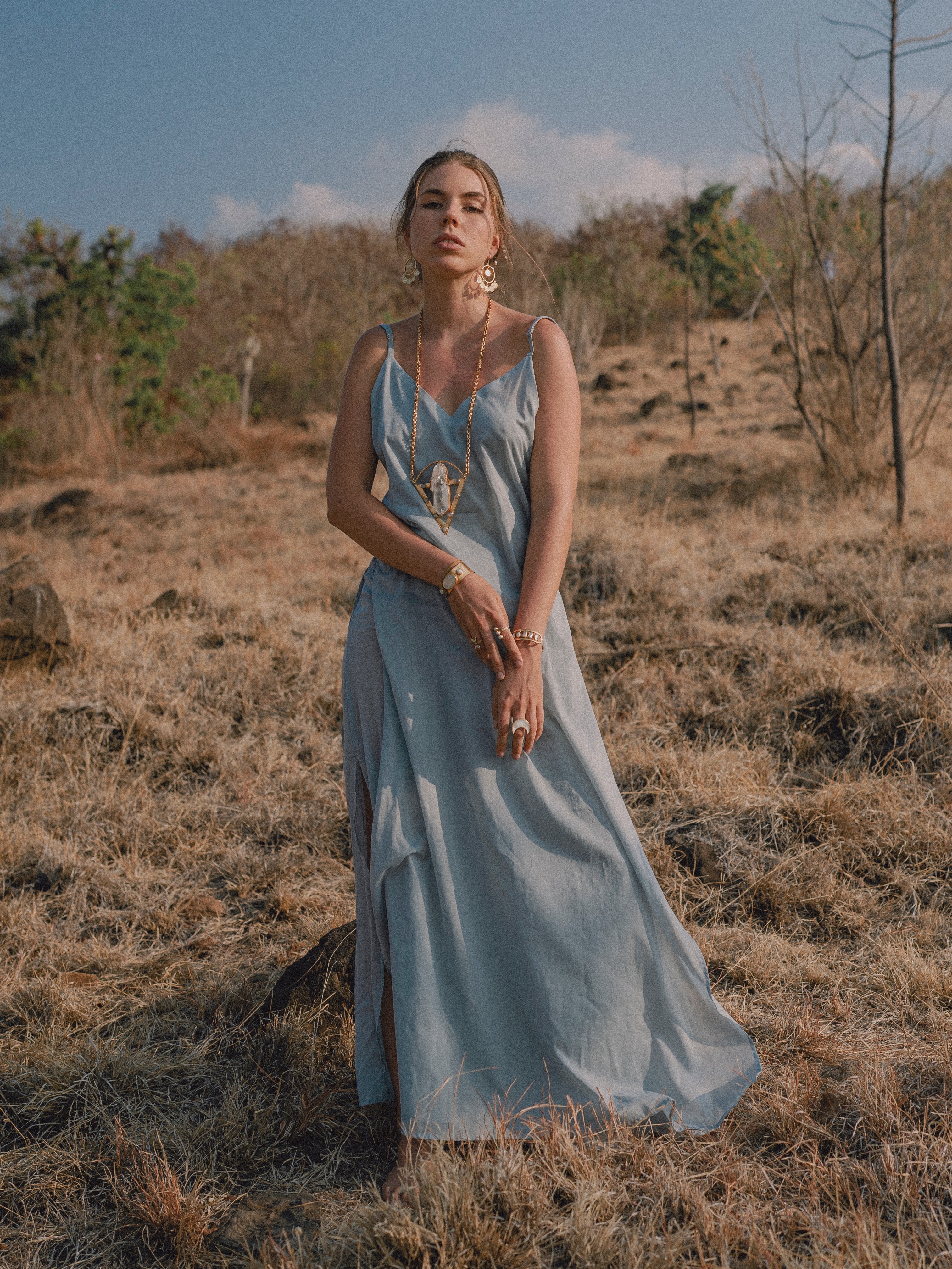 Elegant day dress — Dusty Blue